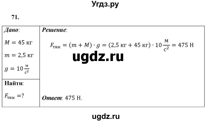 ГДЗ (Решебник к учебнику 2021 (Просвещение)) по физике 7 класс А.В. Перышкин / задача / 71