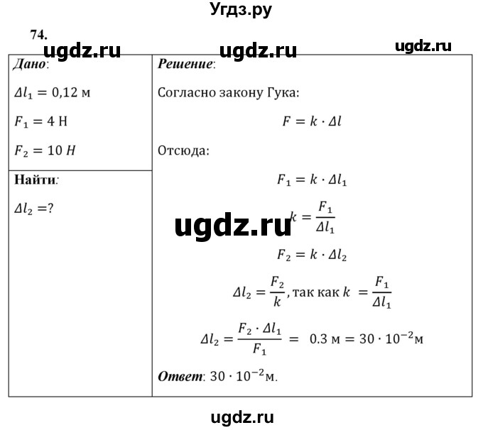 ГДЗ (Решебник к учебнику 2021 (Просвещение)) по физике 7 класс А.В. Перышкин / задача / 74
