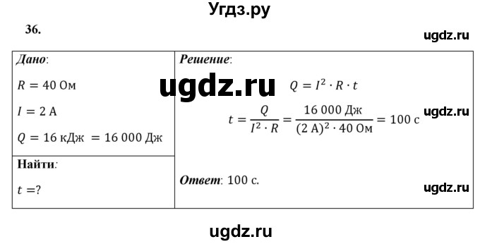 ГДЗ (Решебник к учебнику 2021 (Просвещение)) по физике 8 класс А.В. Перышкин / задача / 36