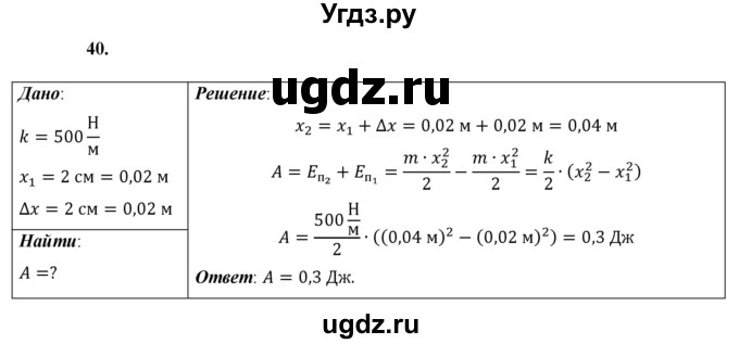 ГДЗ (Решебник к учебнику 2021 (Просвещение)) по физике 9 класс Перышкин А.В. / задача / 40