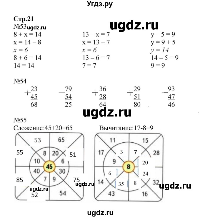 ГДЗ (Решебник №1 к тетради 2016) по математике 2 класс (рабочая тетрадь) Моро М. И. / часть 2 / 21