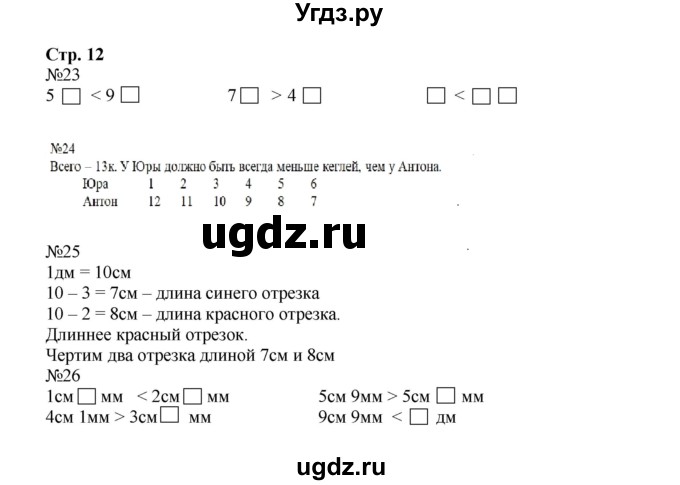 ГДЗ (Решебник к тетради 2023) по математике 2 класс (рабочая тетрадь) Моро М. И. / часть 1 / 12