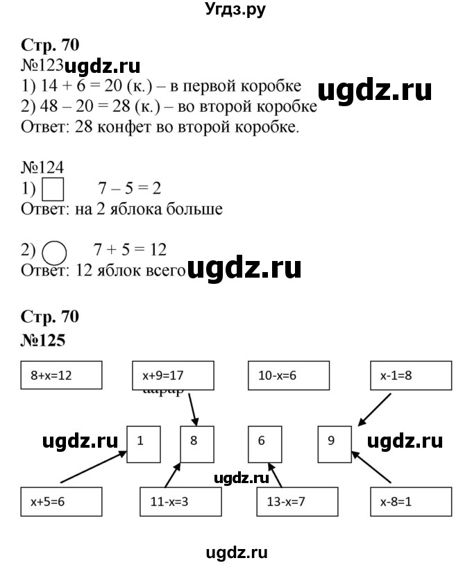 ГДЗ (Решебник к тетради 2023) по математике 2 класс (рабочая тетрадь) Моро М. И. / часть 1 / 70