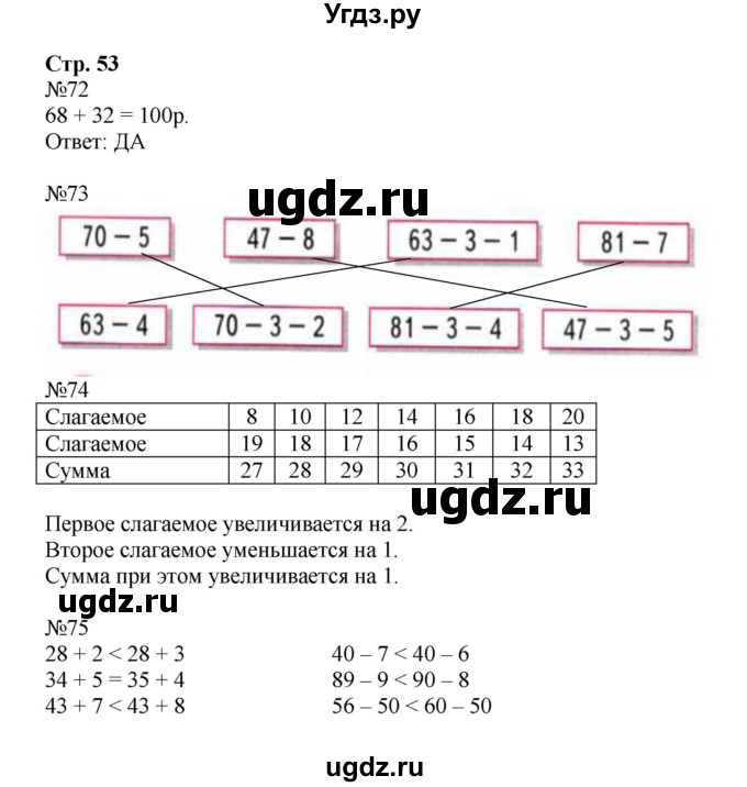 ГДЗ (Решебник №1 к тетради 2016) по математике 2 класс (рабочая тетрадь) Моро М. И. / часть 1 / 53
