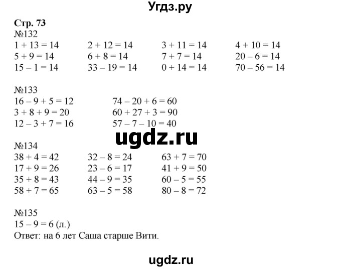ГДЗ (Решебник №1 к тетради 2016) по математике 2 класс (рабочая тетрадь) Моро М. И. / часть 1 / 73