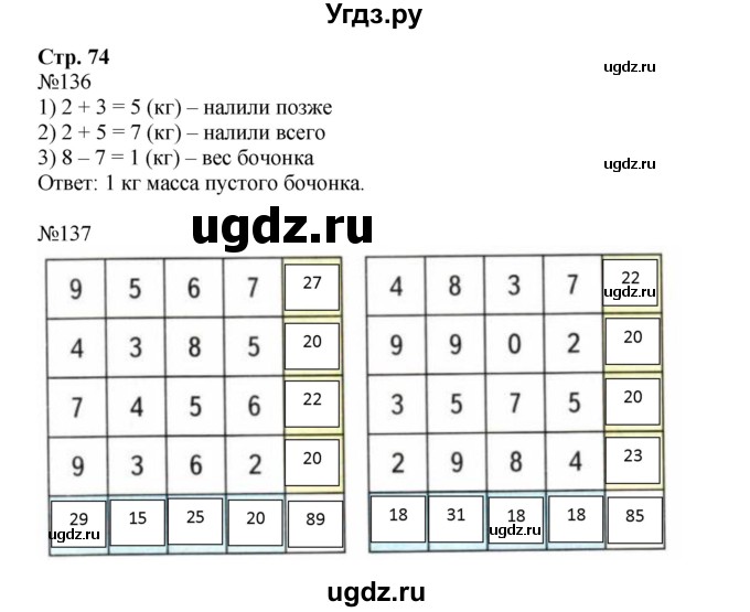 ГДЗ (Решебник №1 к тетради 2016) по математике 2 класс (рабочая тетрадь) Моро М. И. / часть 1 / 74