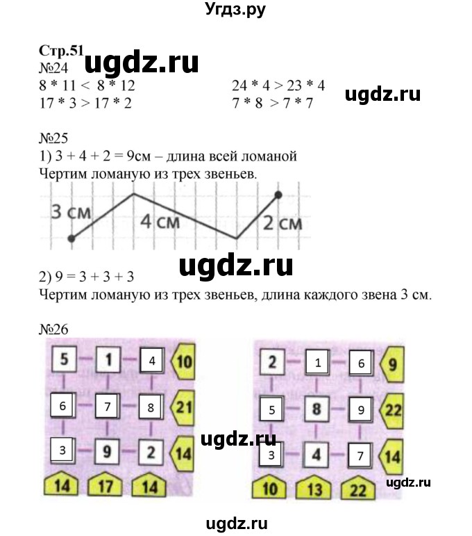 ГДЗ (Решебник №1 к тетради 2016) по математике 2 класс (рабочая тетрадь) Моро М. И. / часть 2 / 51