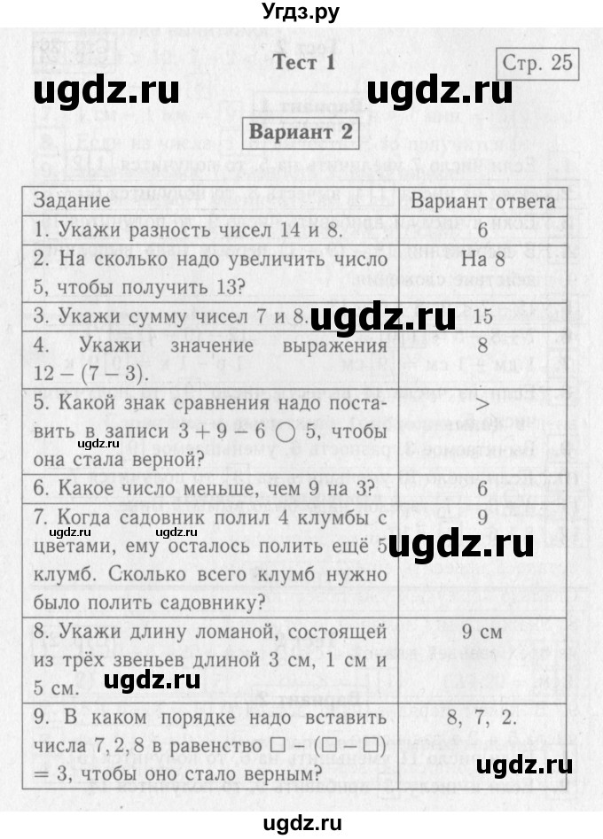 ГДЗ (Решебник №2) по математике 2 класс (проверочные работы) Волкова С.И. / страницы / 25