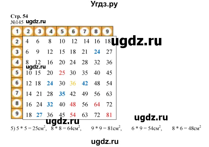 ГДЗ (Решебник №1 к тетради 2016) по математике 3 класс (рабочая тетрадь) Моро М.И. / часть 1. страница / 54