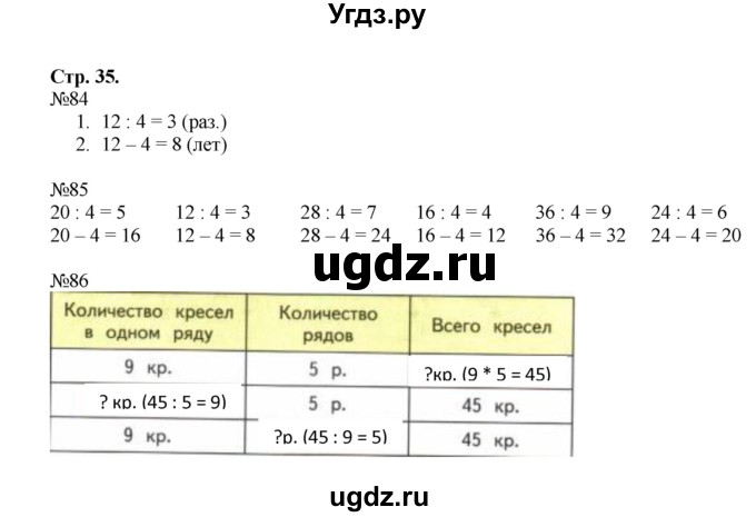 ГДЗ (Решебник №1 к тетради 2016) по математике 3 класс (рабочая тетрадь) Моро М.И. / часть 1. страница / 35