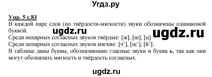 ГДЗ (Решебник №1) по русскому языку 1 класс В.П. Канакина / страница / 83