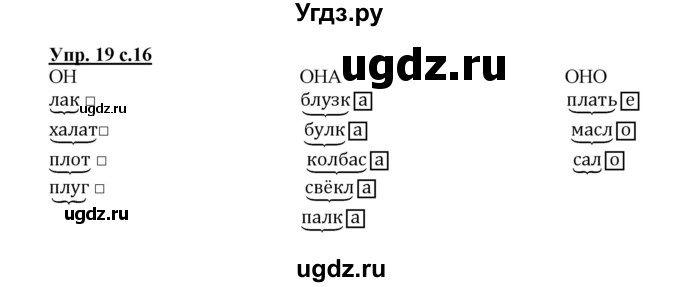 ГДЗ (Решебник) по русскому языку 2 класс (рабочая тетрадь) Байкова Т.А. / тетрадь №1 / 19