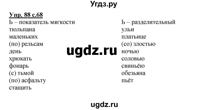 ГДЗ (Решебник) по русскому языку 2 класс (рабочая тетрадь) Байкова Т.А. / тетрадь №2 / 88