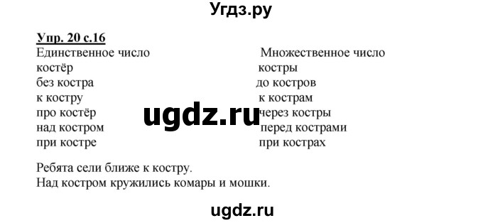 ГДЗ (Решебник) по русскому языку 2 класс (рабочая тетрадь) Байкова Т.А. / тетрадь №1 / 20