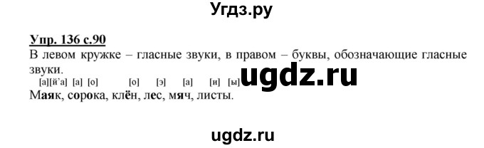 ГДЗ (Решебник №1) по русскому языку 2 класс В.П. Канакина / часть 1 / номер / 136