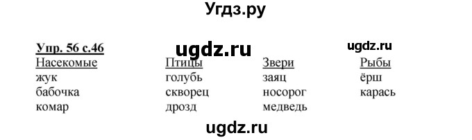 ГДЗ (Решебник №1) по русскому языку 2 класс В.П. Канакина / часть 1 / номер / 56