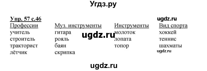 ГДЗ (Решебник №1) по русскому языку 2 класс В.П. Канакина / часть 1 / номер / 57