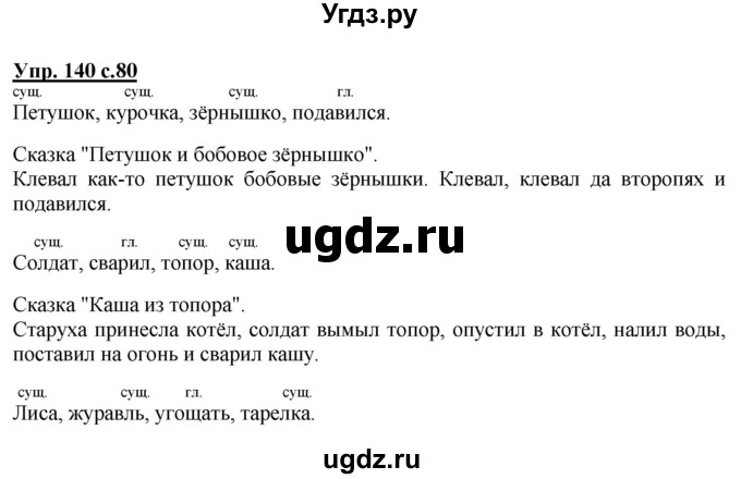 ГДЗ (Решебник №1) по русскому языку 2 класс В.П. Канакина / часть 2 / номер / 140