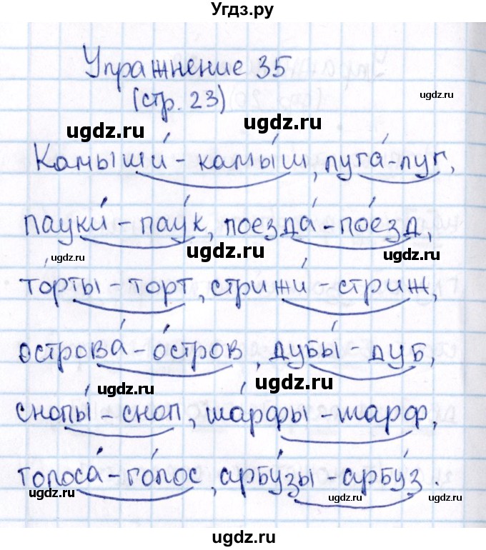 ГДЗ (Решебник №3) по русскому языку 2 класс В.П. Канакина / часть 2 / номер / 35