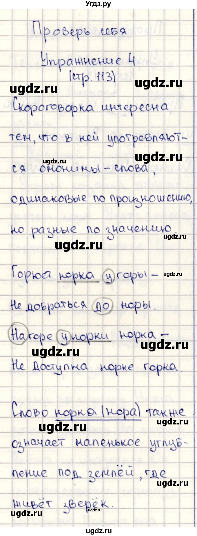 ГДЗ (Решебник №3) по русскому языку 2 класс В.П. Канакина / часть 2 / проверь себя / Стр. 113(продолжение 4)