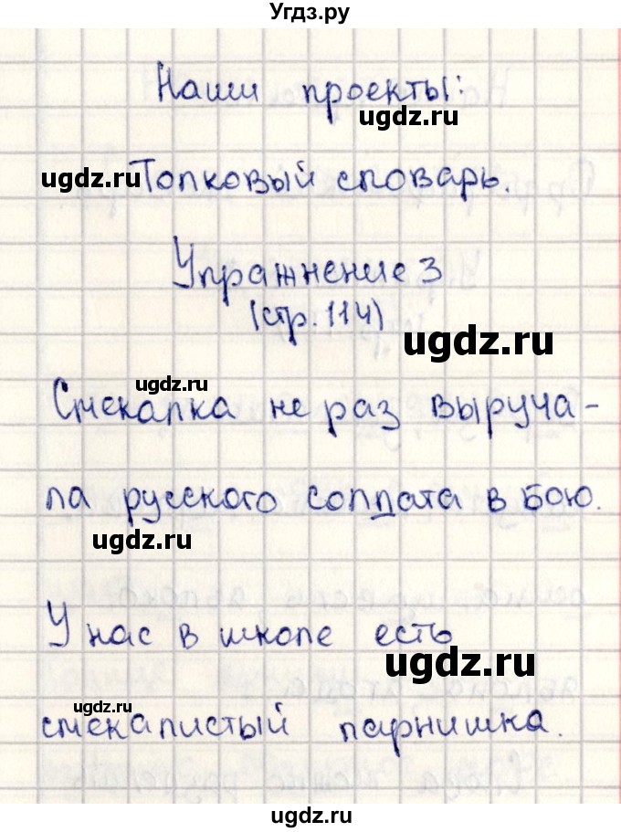 ГДЗ (Решебник №3) по русскому языку 2 класс В.П. Канакина / часть 2 / наши проекты / Стр. 114(продолжение 3)