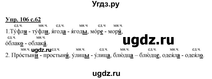 ГДЗ (Решебник №1) по русскому языку 2 класс В.П. Канакина / часть 2 / номер / 106