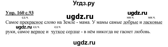 ГДЗ (Решебник №1) по русскому языку 2 класс В.П. Канакина / часть 2 / номер / 160