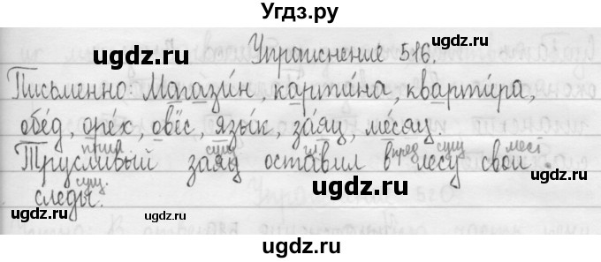 ГДЗ (Решебник) по русскому языку 3 класс Т.Г. Рамзаева / упражнение номер / 516