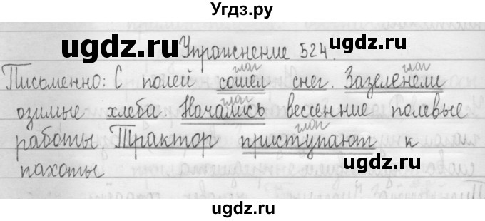 ГДЗ (Решебник) по русскому языку 3 класс Т.Г. Рамзаева / упражнение номер / 524