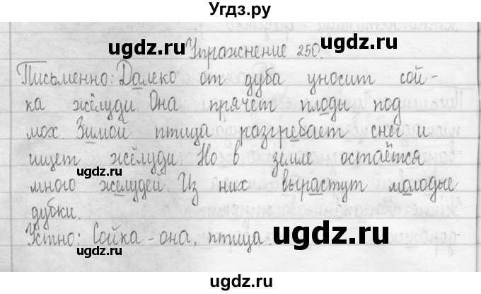 ГДЗ (Решебник) по русскому языку 3 класс Т.Г. Рамзаева / упражнение номер / 250