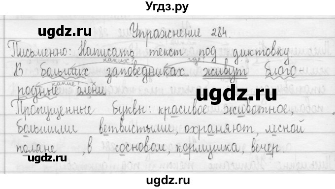 ГДЗ (Решебник) по русскому языку 3 класс Т.Г. Рамзаева / упражнение номер / 284