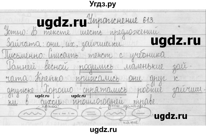 ГДЗ (Решебник) по русскому языку 3 класс Т.Г. Рамзаева / упражнение номер / 613
