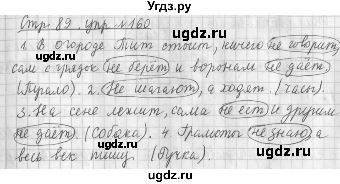 ГДЗ (Решебник №1) по русскому языку 3 класс Л.Ф. Климанова / часть 2 / упражнение / 160