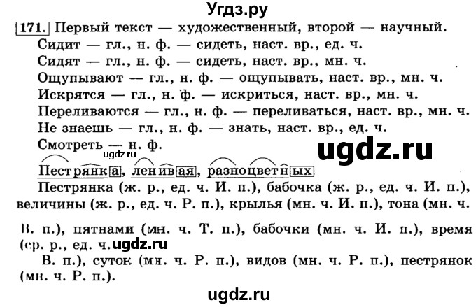 ГДЗ (Решебник №2) по русскому языку 3 класс Л.Ф. Климанова / часть 2 / упражнение / 171