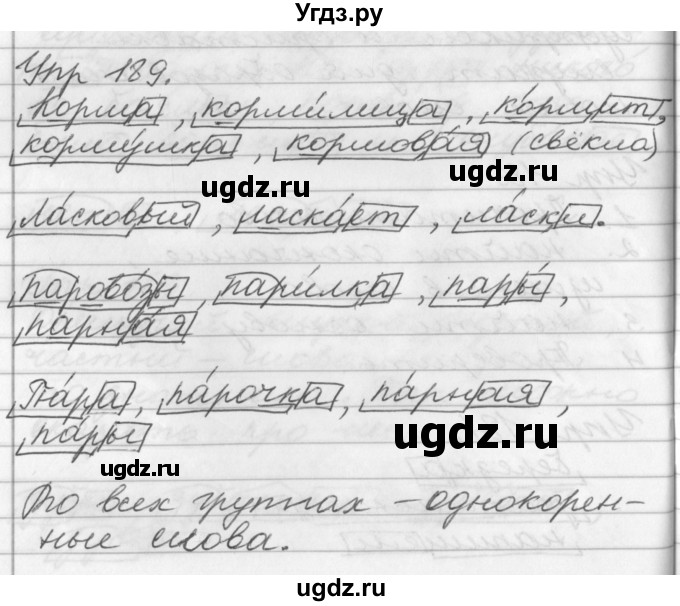 ГДЗ (Решебник №1) по русскому языку 3 класс Р.Н. Бунеев / упражнение / 189