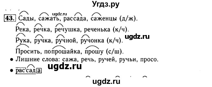 ГДЗ (Решебник №2) по русскому языку 3 класс Р.Н. Бунеев / упражнение / 43