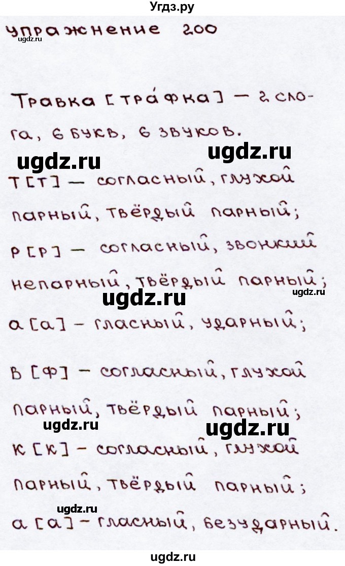 ГДЗ (Решебник №3) по русскому языку 3 класс В.П. Канакина / часть 2 / упражнение / 200(продолжение 2)