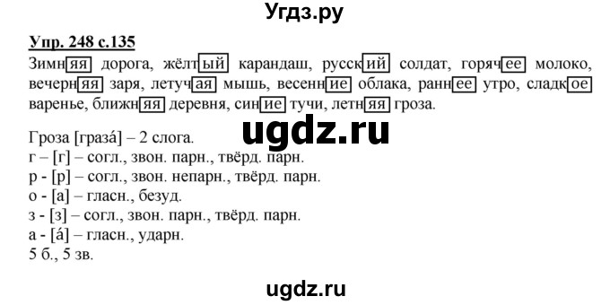 ГДЗ (Решебник №1) по русскому языку 3 класс В.П. Канакина / часть 2 / упражнение / 248