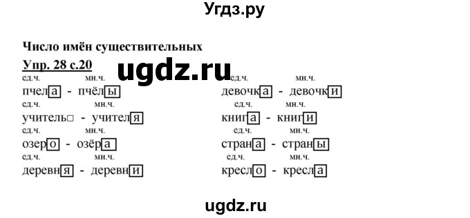 ГДЗ (Решебник №1) по русскому языку 3 класс В.П. Канакина / часть 2 / упражнение / 28