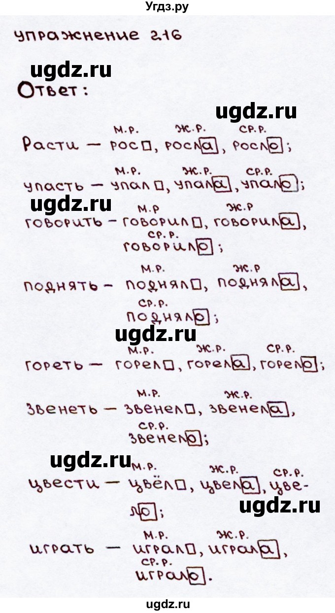 ГДЗ (Решебник №3) по русскому языку 3 класс В.П. Канакина / часть 2 / упражнение / 216