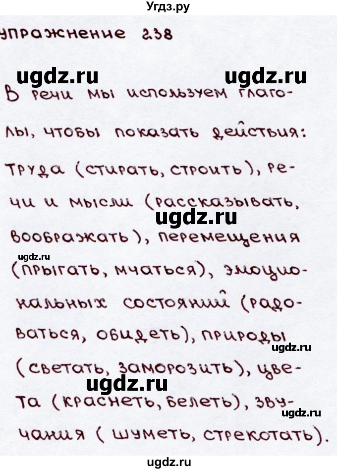 ГДЗ (Решебник №3) по русскому языку 3 класс В.П. Канакина / часть 2 / упражнение / 238(продолжение 2)