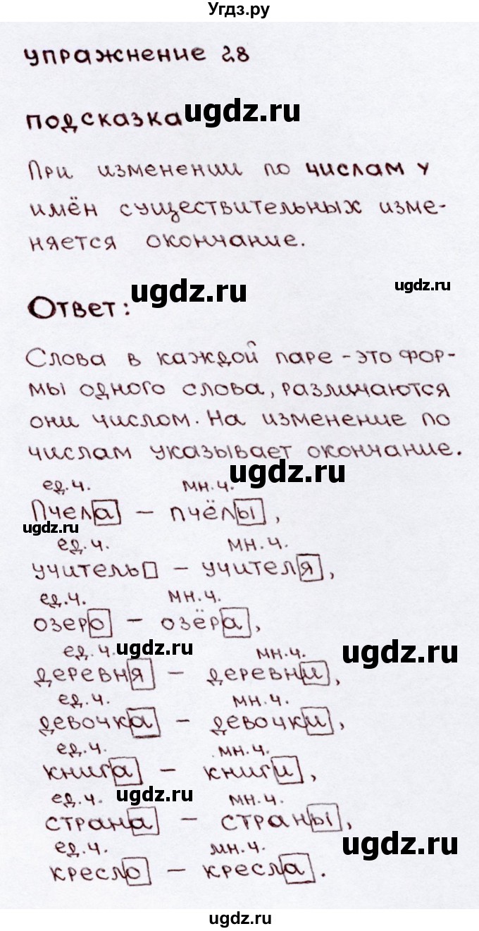 ГДЗ (Решебник №3) по русскому языку 3 класс В.П. Канакина / часть 2 / упражнение / 28