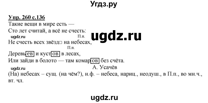 ГДЗ (Решебник №1) по русскому языку 4 класс В.П. Канакина / часть 1 / упражнение / 260