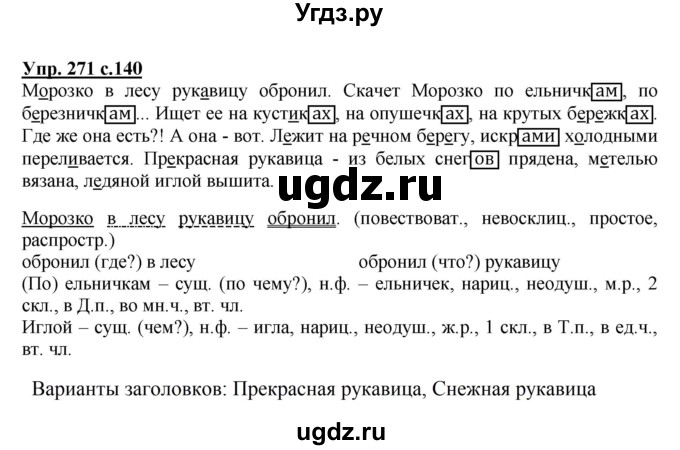 ГДЗ (Решебник №1) по русскому языку 4 класс В.П. Канакина / часть 1 / упражнение / 271