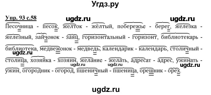 ГДЗ (Решебник №1) по русскому языку 4 класс В.П. Канакина / часть 1 / упражнение / 93