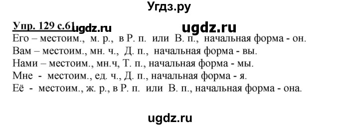 ГДЗ (Решебник №1) по русскому языку 4 класс В.П. Канакина / часть 2 / упражнение / 129