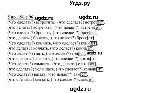 ГДЗ (Решебник №1) по русскому языку 4 класс В.П. Канакина / часть 2 / упражнение / 196