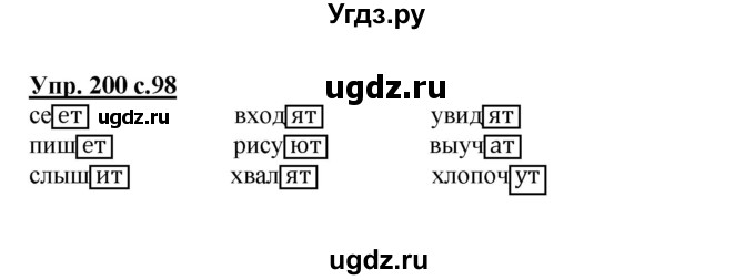 ГДЗ (Решебник №1) по русскому языку 4 класс В.П. Канакина / часть 2 / упражнение / 200