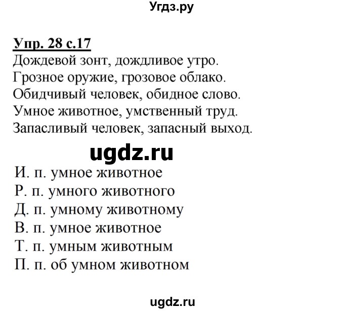 ГДЗ (Решебник №1) по русскому языку 4 класс В.П. Канакина / часть 2 / упражнение / 28