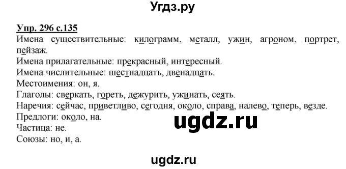 ГДЗ (Решебник №1) по русскому языку 4 класс В.П. Канакина / часть 2 / упражнение / 296